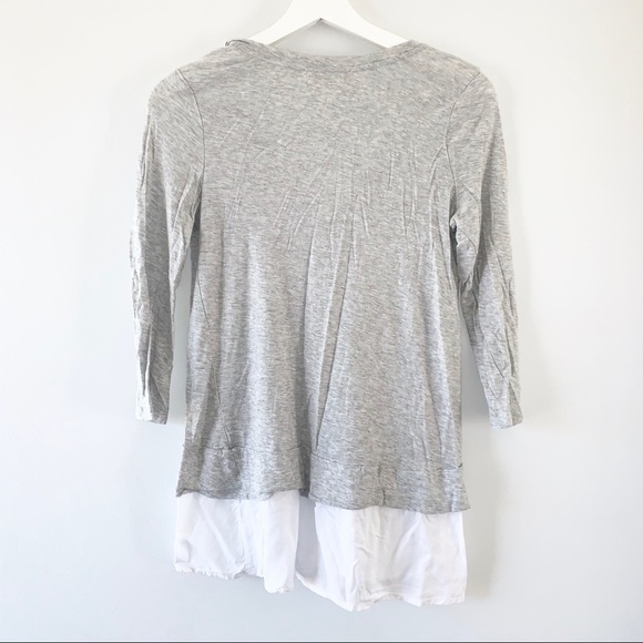 Two by Vince Camuto Mixed Media Top in Gray size XS - Picture 3 of 6